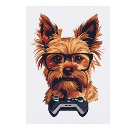 'Gamer Yorkshire Terrier' Temporary Tattoo - Water Resistant, Skin-Safe, Non-Toxic Transfer (TO00076979)
