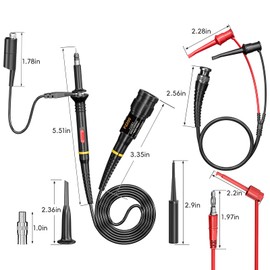 Goupchn Oscilloscope Probes Kit 200Mhz with Accessories Test Leads Kit BNC to Test Hook Cable 4mm Banana Plug to Test Hook Clip Leads