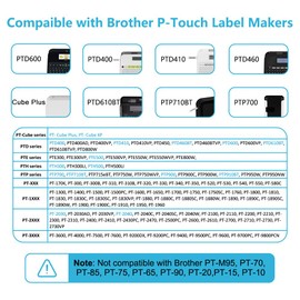 Hehua Tze Tz Tape 18mm 0.7 Laminated White Tape Compatible for Brother TZe-241 TZe241 TZ241 TZ-241 Label Maker Tape 18mm 0.7 White for Ptouch PT-D400 PT-D600 PTD600vp, 3/4 inch Black on White, 10 Pack