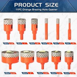 Zeliceka 11PCS Diamond Hole Saw Kit, Kit Size 6 8 10 20 25 28 32 35 45 50 65 MM, Diamond Drill Bits with Aluminum Box to Ceramic, Tile, Marble, Granite, Glass, Gypsum