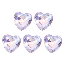 MECCANIXITY 5 Pcs 3D Heart Light Purple Nail Rhinestones K9 Glass Crystal Rhinestones Pointed Back Crooked Heart Gems for Nail Charm Art DIY Decoration Craft 8x8mm