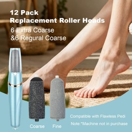 12PCS Flawless Pedi Replacement Heads, Extra Coarse Foot File Rollers