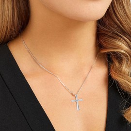 GAVU 925 Sterling Silver Necklace Women's Dainty Cross Necklace, Small Cross Necklace for Women