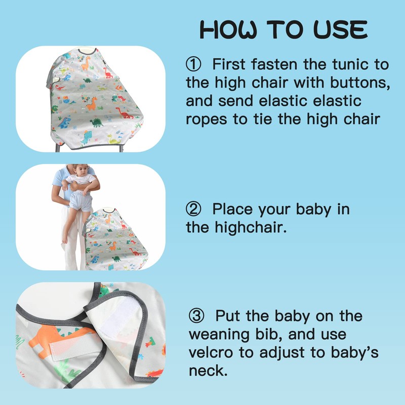 PewinGo Baby Bib with Sleeves, High Chairs Can Be Fully