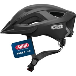 ABUS Aduro 2.0 city cycling helmet with light, all-round bicycle helmet in sporty design for urban traffic, for men and women, matt black, size L
