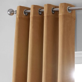 HPD Half Price Drapes VPCH-140805-120-GRBO Signature Grommet Blackout Velvet Curtain (1 Panel), 50 X 120, Amber Gold