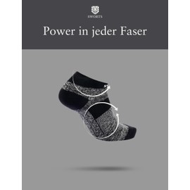 SWORTS ANKLE COMPRESS SOCKS I Extra Short Compression Socks with Carpet Sole I Ideal for Running, Sports & Regeneration, Grey black