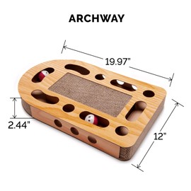 Furhaven Pet Furniture for Cats and Kittens - Rectangular Corrugated Cat Scratcher Interactive Busy Box Pet Toy with Catnip, Tan Woodgrain, One Size