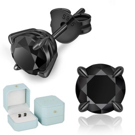 KRKCLIFE Moissanite Earrings for Men, Diamond Studs Earrings for Birthday Anniversary, Hypoallergenic 925 Sterling Silver, Black 4-Prong 2ct D Color VVS1, Gifts for Him Boyfriend