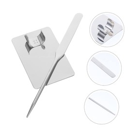 IWOWHERO 2-Piece Stainless Steel Makeup Mixing Palette and Spatula Set for Foundation Cosmetic Mixing and Nail Art