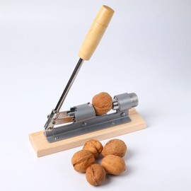 Nutcracker, mechanical high-performance nutcracker with desktop wooden base and handle, nut cracker pliers opener for nuts, pecans, hazelnuts, almonds, walnuts