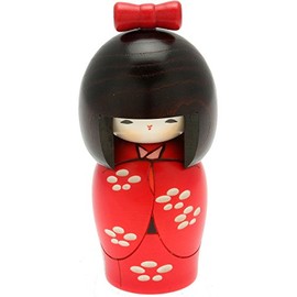Usaburo Japanese Kokeshi Doll, Yuki's Red Kimono