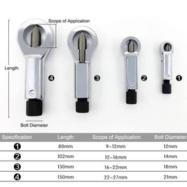 Metal Nut Splitter Tool 4pcs, 9mm - 27mm Nut Breaker Tool Heavy Duty for Removing Broken and Damaged Nuts