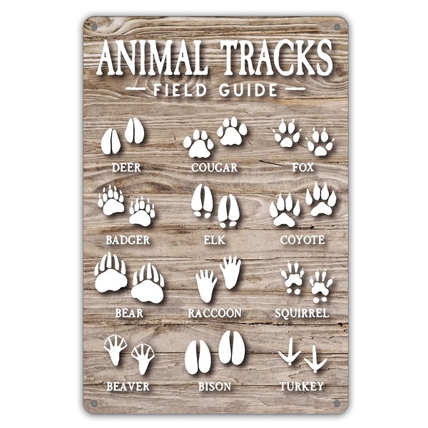 Funny Animal Tracks Field Guide Metal Tin Sign Wall Decor