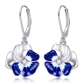 MONGAS Flower Earrings Sterling Silver Floral Dangle Earrings Flower Jewelry for Women, No Gemstone