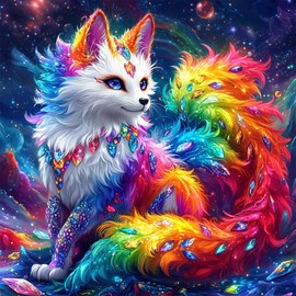 MAXBYE Diamond Painting Kits for Adults, DIY 5D Colorful Fox Diamond Art Kits for Adults Beginners, Full Round Drill Diamond Dots Crystal Craft Kits for Home Wall Art Decor 12x16 inch