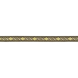 Ruther & Einenkel Decorative Ribbon (Rombe) 10 mm, Antique Gold / Presentation 5 m, Viscose, Polyester, PE Film, 500 x 1 x 0.1 cm
