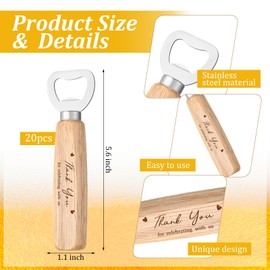 Mifoci Wedding Bartender Bottle Opener Bulk Wood Wine Bottle Opener Thank You for Celebrating with Us Engraved Gifts for Guests Wedding Birthday Party Baby Shower Graduation Souvenirs(20 Pcs)