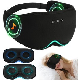LC-dolida Bamboo Cotton Bluetooth Sleep Mask, 2 in 1 3D Soft Sleep Mask with Sleep Headphones, Sleep Eye Mask with Timming Setting, Blackout Sleeping Mask for Side Sleepers, Women Men, Black