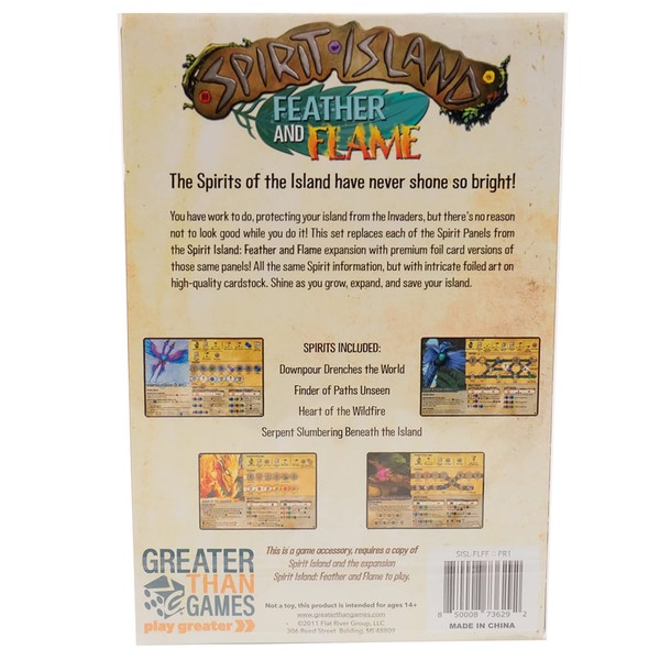Greater Than Games Spirit Island Feather & Flame: Premium Foil Spirit Panels - 4 Panels to Replace Existing Game Cards, Greater Than Games