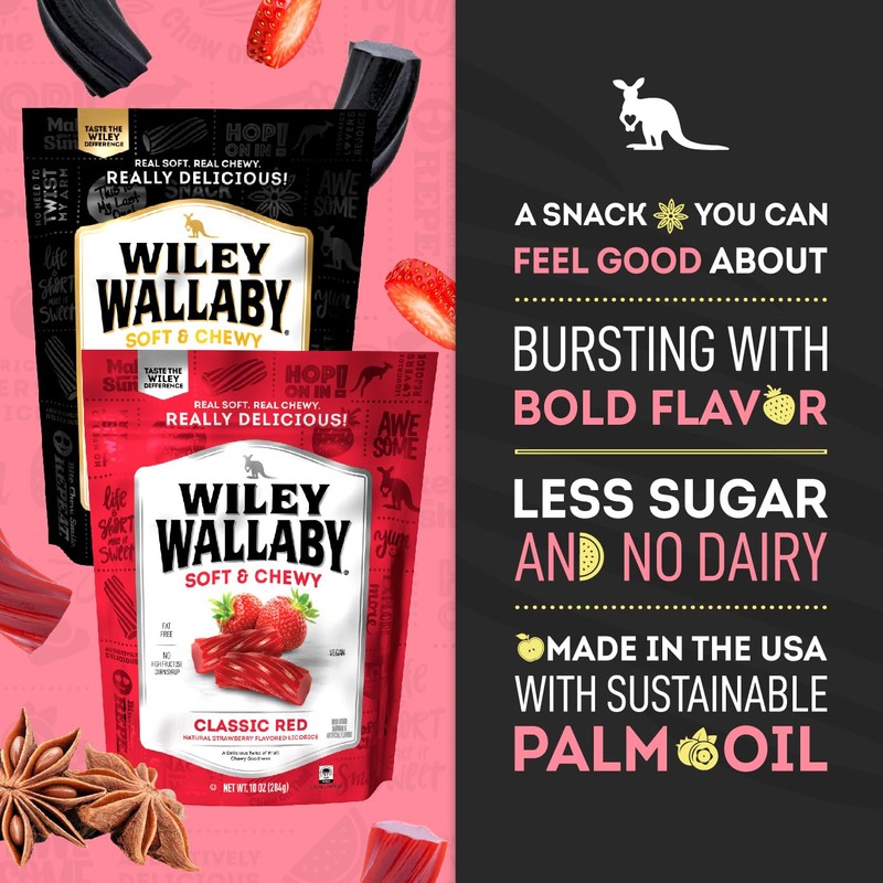 Wiley Wallaby Licorice 10 Ounce Variety Pack - Red and