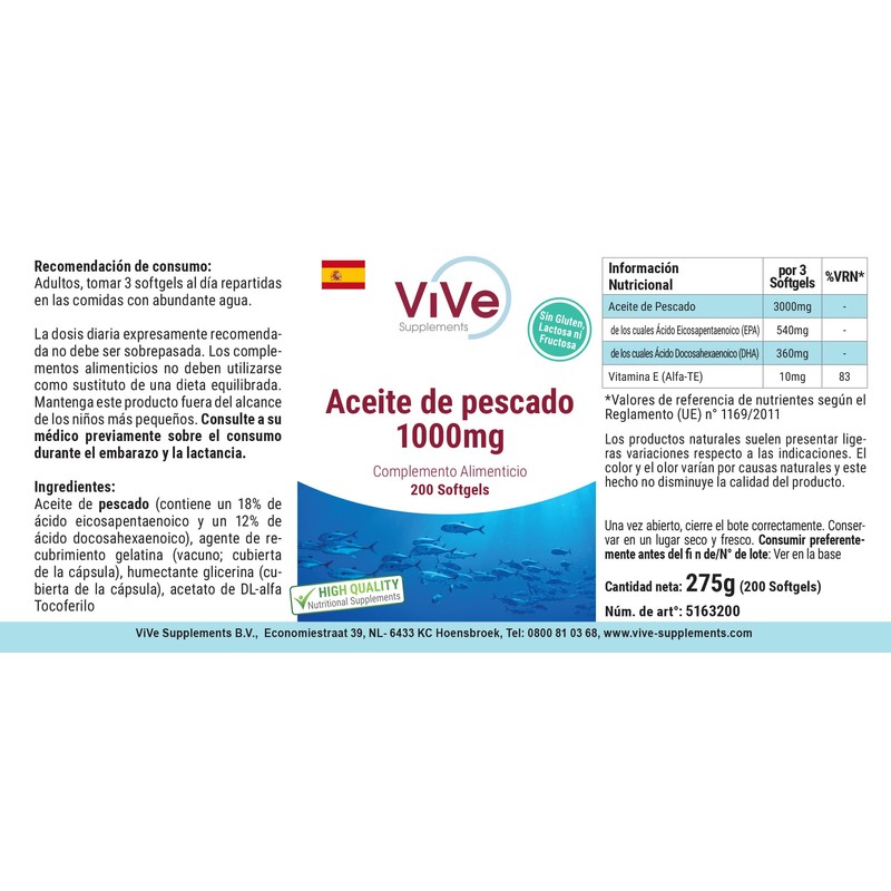 Fish Oil - 200 Softgels - 3000 mg per Daily