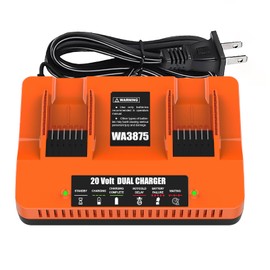 Energup 2Port WA3875 Charger for Worx 20v Battery WA3525, WA3520, WA3575, WA357, Dual Port WA3875 Quick Charger for Worx Battery 20v