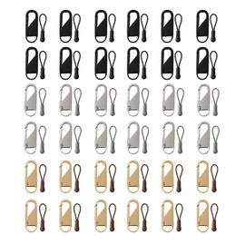 Pack of 36 Zip Zippers, 3 Colours Zip Tags for Zips, PP Material, Removable Zip Repair Kit for Jackets, Backpacks, Sportswear