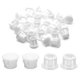 Suiwotin 30PCS 8mm (5/16") White Plastic Flush Type Hole Plugs, Snap in Locking Hole Tube, Furniture Fencing Post Pipe Insert End Caps