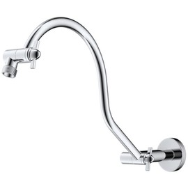 Hibbent All Metal Upgraded 18'' Shower Head Extension Arm, Shower Arm with Flange, Solid Brass Flexible Height & Angle Adjustable Shower Arm Extender with Lock Joint, Universal Connection, Chrome head extension - Color: 18 Inch - Matte Black