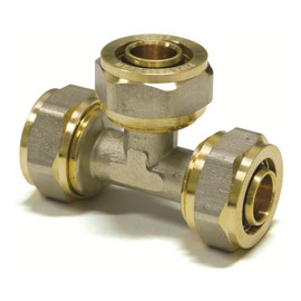 Pipetec Screw Ubfitting T-Shape 20X16X20 mm for Multilayer Composite Pipe Certified According to German DVGW Uba Compliant, up to 100 °C