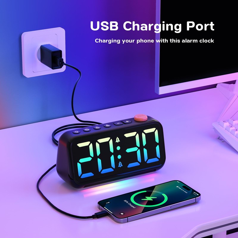 LATEC Digital Alarm Clock with 7 Modes RGB Night Light,