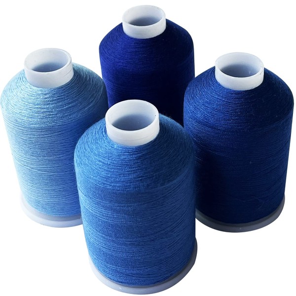 MOYYON Sewing Thread Set, 4 Colors (Navy Blue), 40s/2, 100%