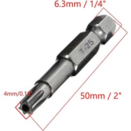 XMHF 10 Piece 50mm Long 1/4 Inch Hex Shank T25 Torx Head Magnetic Screw Driver Bit Set Security Tamper Proof Star 6 Point Screwdriver Kit Tools