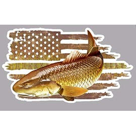 American Flag Redfish Spot Tail Bass Fish Fishing Decal for Car Truck Window Sticker (3"x5", Redfish Spot Tail Bass)