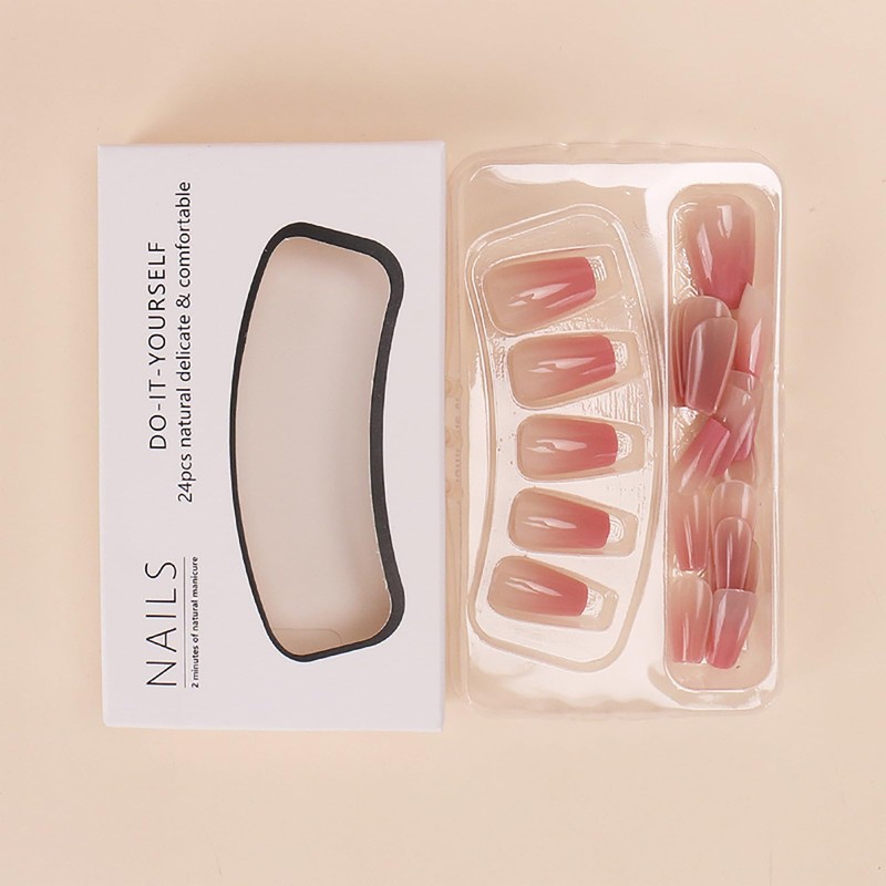 SEMTIM Nail Tips, 24 Pieces, Medium Short, Round False Nails,