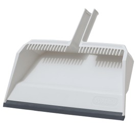 Superio 4-Pack Wide Plastic Dustpan with Comb - 16" Wide, Rubber Lip, Broom Handle Clip, White