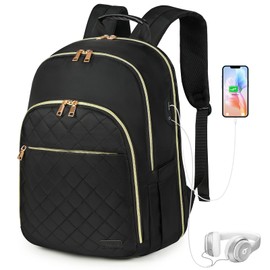 Travel Backpack 15.6 Inch Laptop Backpack for women TSA Friendly Carry On Backpack Waterproof Backpack Business College School Backpack with USB Charging Port & Headphone Interface Black