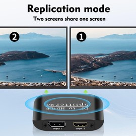 Monitor Splitter | 4K DP Distributor - Double Monitors Distributor Two-Screen Split Display Large for PC Laptops Home Presentation