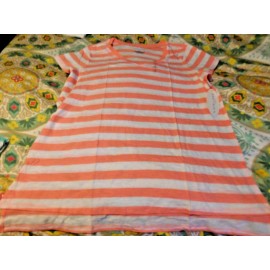 Boutique, Size 1X, NWT,  Striped Coral Shirt, So Soft, 100% Cotton