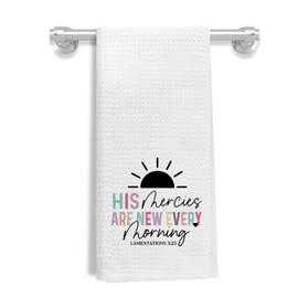 FGFK Christian Kitchen Towels, Lamentations 3:23 Bible Verse Hand Towels for Bathroom, Inspirational Christian Dish Towels Tea Towels for Kitchen, Religious Gifts for Women Christian, 16x24 Inch
