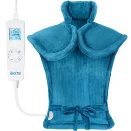 RENPHO Heating Pad for Back Fatigue Relief with 6 Heat Settings, Mothers Day Gifts Electric Heat Pad for Neck and Shoulders Birthday Gifts for Women Men, Extra Large 24"x33" - Color: Blue