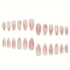 24 Pcs Medium Press on Nails Almond Fake Nails with