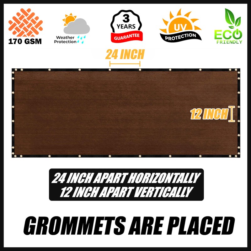 Royal Shade 8' x 12' Brown Fence Privacy Screen Windscreen