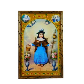 36" x24" Santo Niño De Atocha Imagen En Cuadro De Madera Rústica #18708 Hecho En Mexico