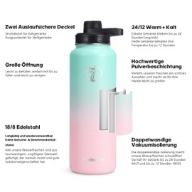 HydroPal Stainless Steel Drinking Bottle - 750 ml, 1 L, 1.2 L, BPA-Free, Suitable for Carbonated Drinks, Insulated Thermos Flask with Straw and 2 Lids, Leak-Proof Insulated Bottle for Children,
