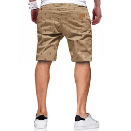 JMIERR Men's Casual Shorts - Fashion Cotton Drawstring Summer Beach Stretch Waist Twill Chino Golf Shorts with Pockets for Men 8 Inch Inseam, US 40(2XL), Coconut Tree Printed Khaki