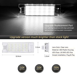 D-Lumina LED License Plate Light Tag Lamp Assembly for 2014-UP Chevy Camaro, 2013-2015 Chevy Malibu, 2011-UP Chevy Volt, Powered by 18-SMD 6000K Xenon White with Error-Free Load Resistors, Pack of 2