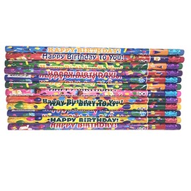 12 x Happy Birthday Pencils for Children, Ideal as Teacher Class Gifts