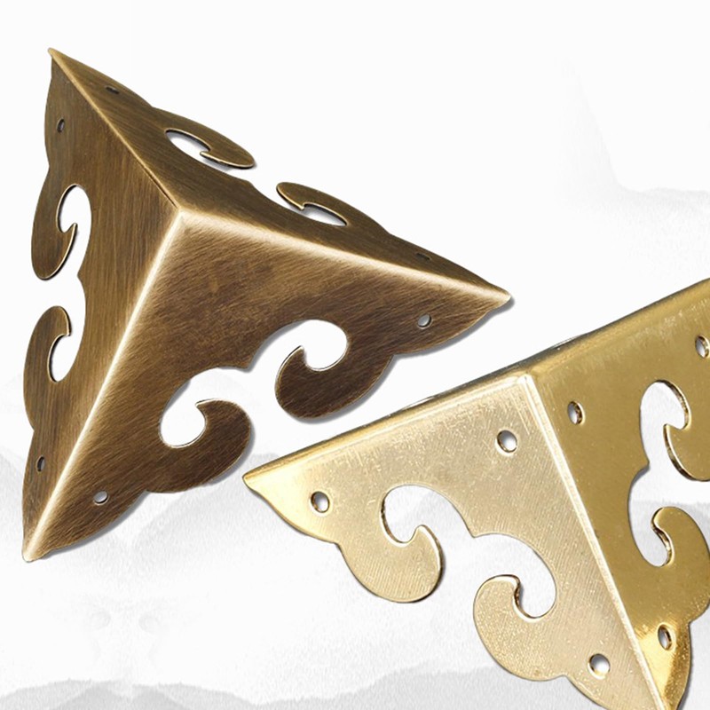 4Pcs Brass Corner Protectors Right Angle Brackets Brass Antique Edge